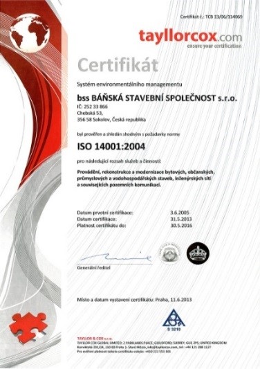 Certified environmental system according to ISO 14001: 2004